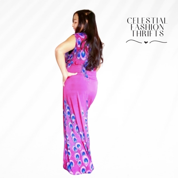 PINK BLUE & PURPLE FLAMINGO MAXI SUMMER DRESS XL - Picture 7 of 9